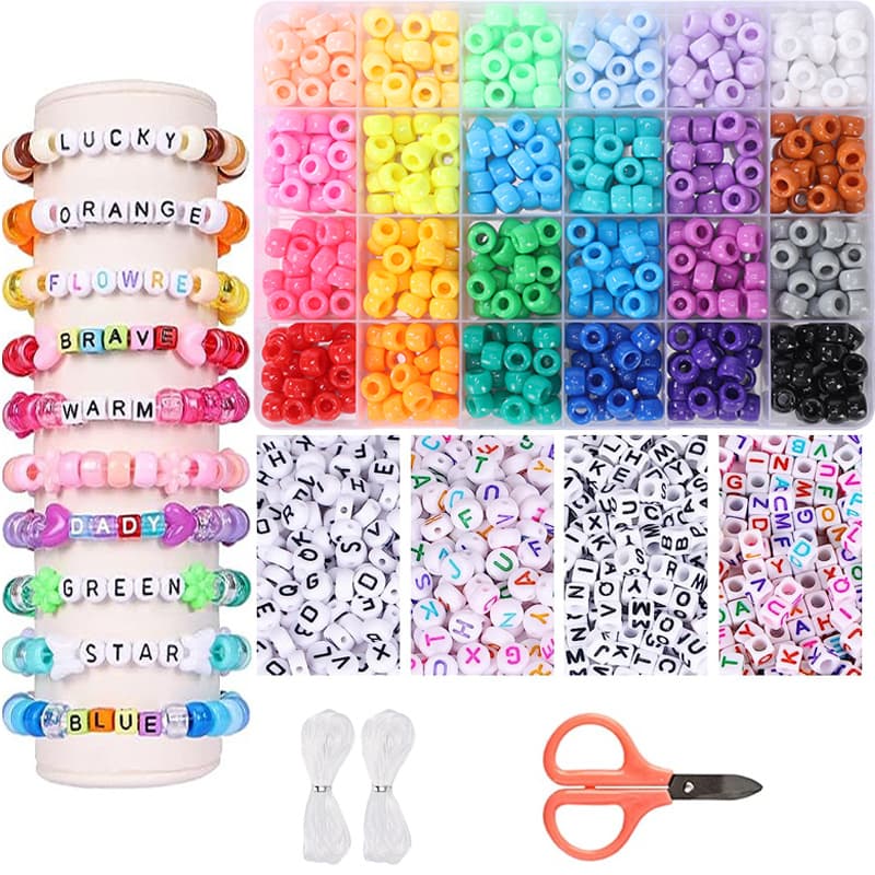 TEMU 1000pcs Friendship Bracelet Making Kit, 24 Colors Of Pony Beads, Including Letter Beads, Suitable For Craft Jewelry Making