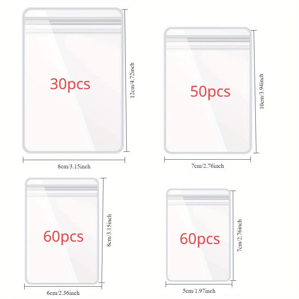 TEMU 200pcs Transparent Pvc Jewelry Bag - Jewelry Storage Bag Suitable For Earrings, Rings, Necklaces, Etc. - Waterproof, Transparent, Self-sealing, Storage Bag