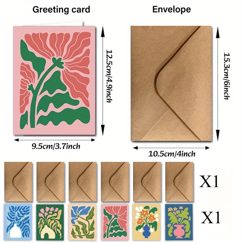 TEMU 12 Medieval Modern Abstract Bohemian Floral Greeting Cards With Envelopes - Designs For Weddings, Anniversaries, Valentine's Day, Thank You Notes - Versatile Gift Cards Suitable For