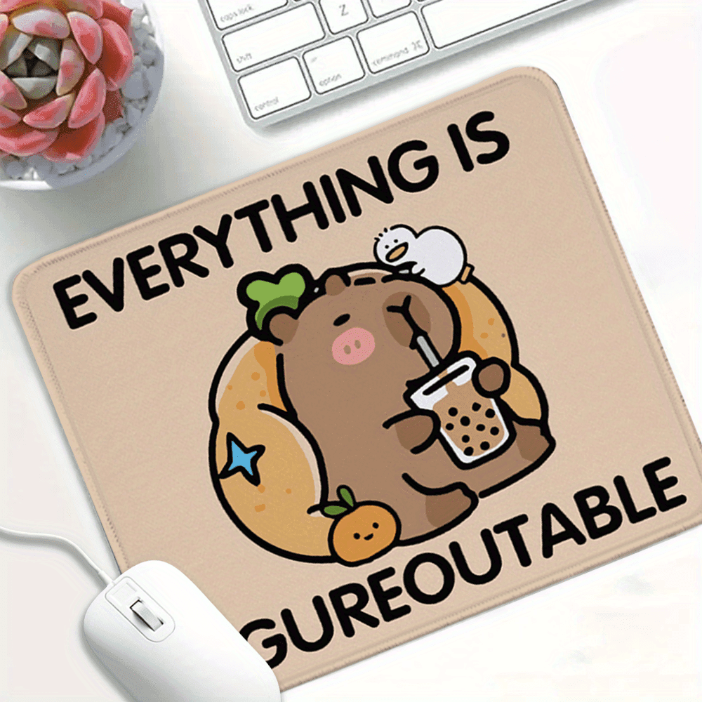 TEMU Funny Capybara Mouse Pad Gifts - Everything Is Figureoutable - Non-slip Mousepad With Stitched Edge - Rectangular Mouse Mat For Laptop - Inspirational Office Gifts For Women, Coworker, Boss