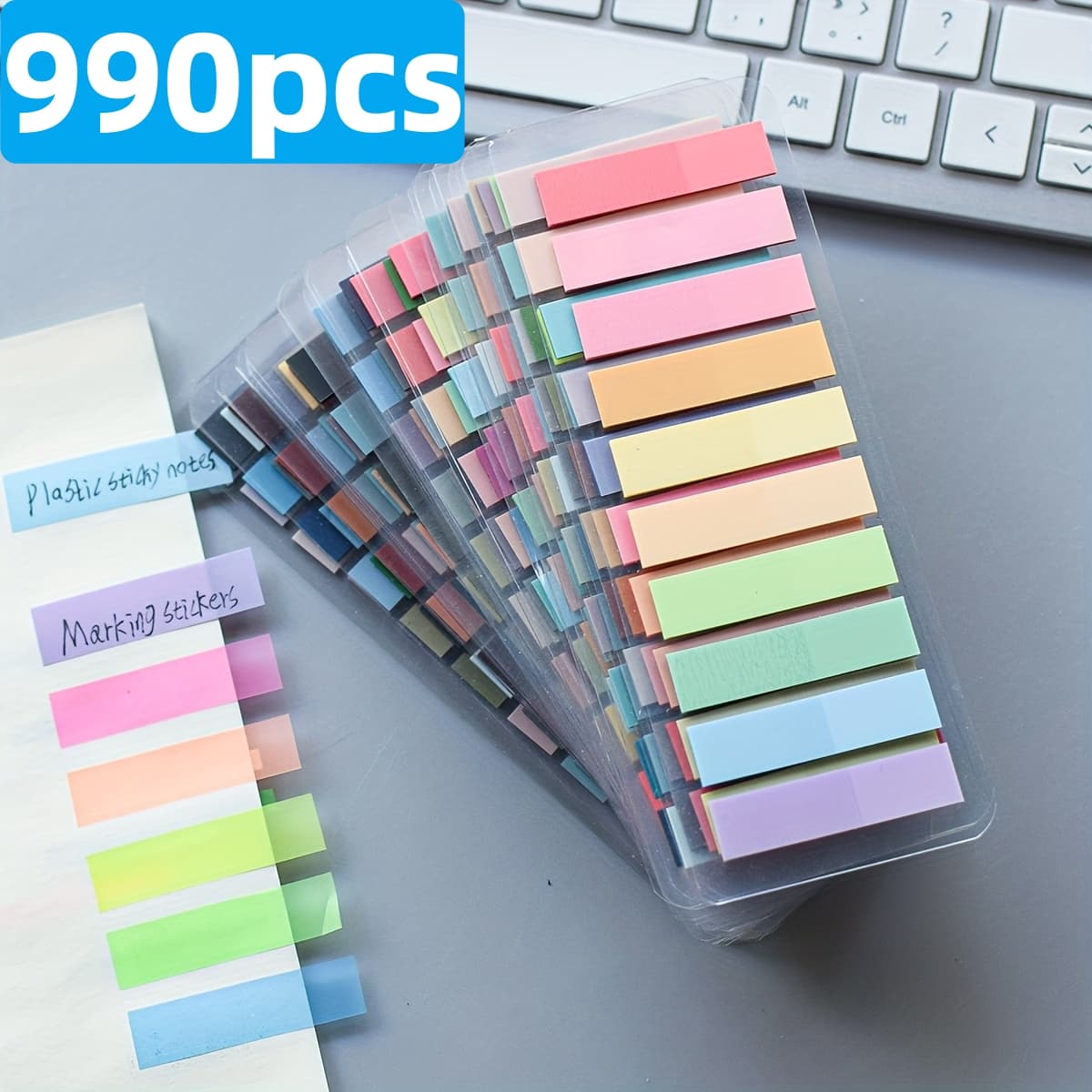 TEMU 990 Sheets Of Colored Translucent Sticky Notes - Adhesive Labels, Suitable For Page , Bookmarks, Indexing, And Classification Ribbon Labels, Student Prizes, Office Supplies, Random Color