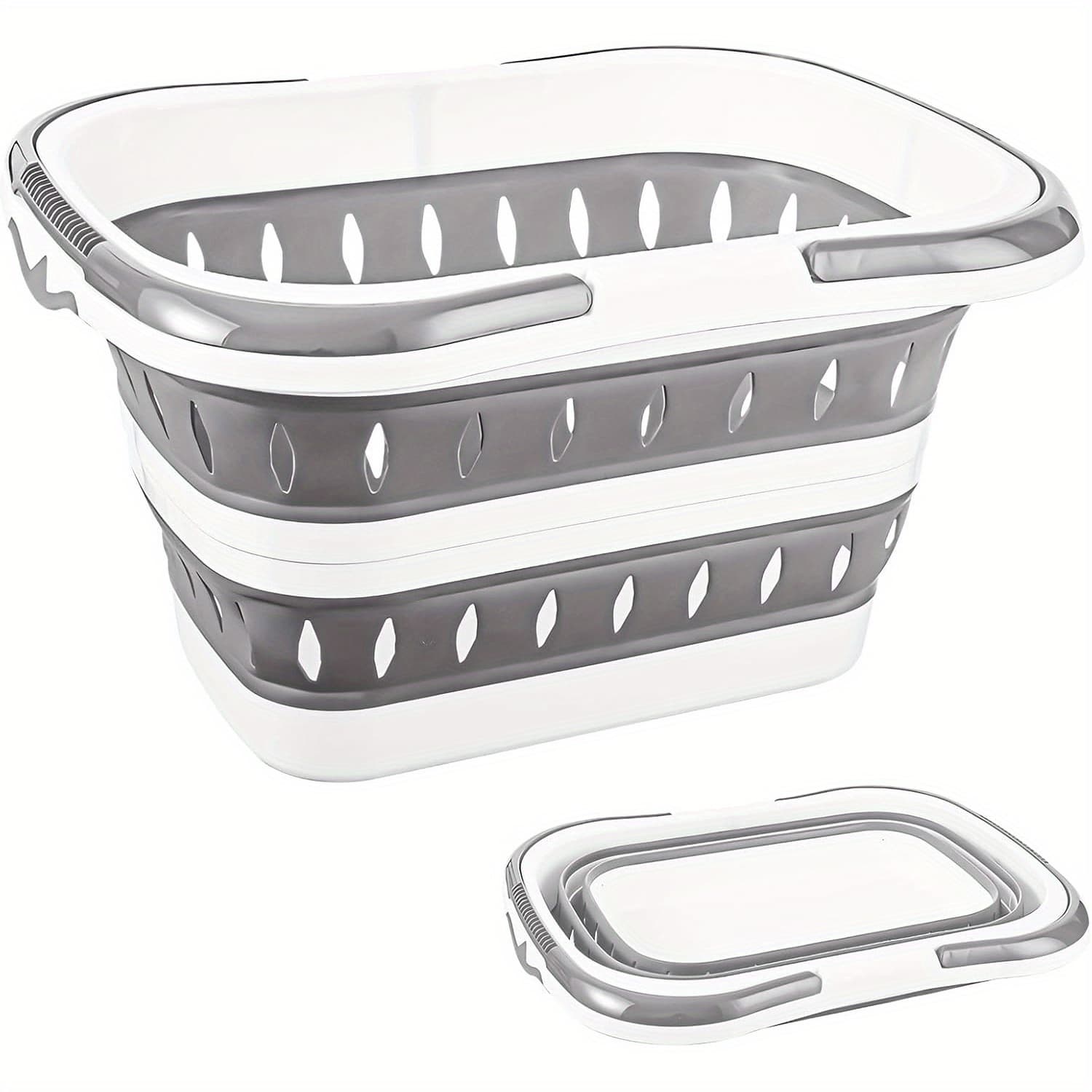 TEMU Foldable Laundry Basket With Handles, Collapsible Plastic Laundry Hamper, Space Saving Dirty Clothes Storage Organizer Bin For Bathroom, Bedroom, Dorm, Home Essential, Laundry Baskets