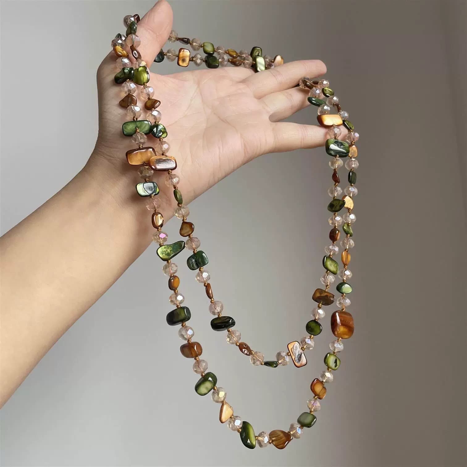 TEMU A Creative Bohemian Style Colorful Resin Long Sweater Chain, Perfect Autumn And Winter Accessory, 5 Colors