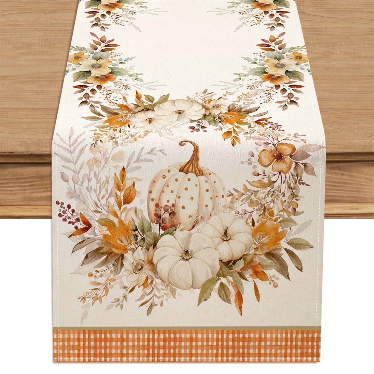 TEMU A Single Pumpkin Flower Garland Table Runner For Autumn, Perfect For Rustic Home And Decorations.