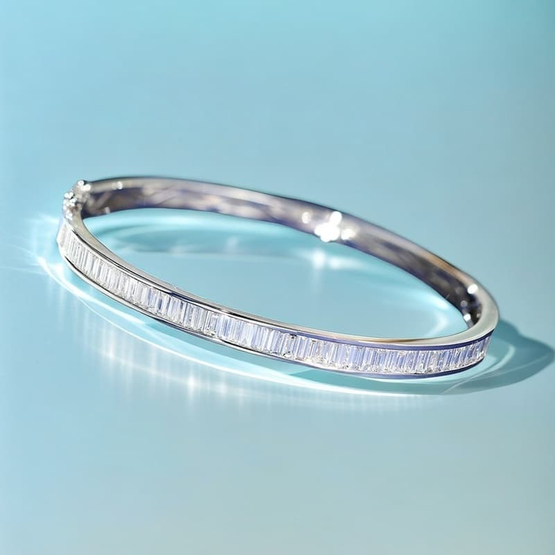 TEMU Square Wide Version Of The Moissanite Bracelet, 925 Silvery Bracelet, Daily Matching, Gifts For