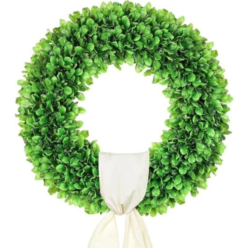 TEMU 20-inch Gate With Large Boxwood Wreath, Round Artificial Spring And Wreath, With , Rustic Style Wedding Four- Decor, Suitable For Indoor And Outdoor Use