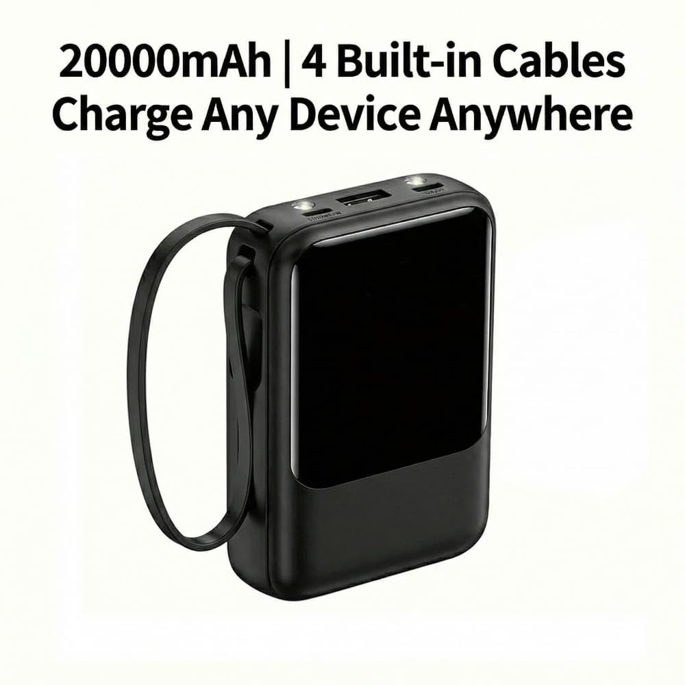 TEMU 20000mah Portable Power Bank, 20w Fast Charging Slim Battery Pack, Led Digital Display External Charger, Bank For Phones, High Capacity Travel Charger, Universal For Electronics, Ideal Gift