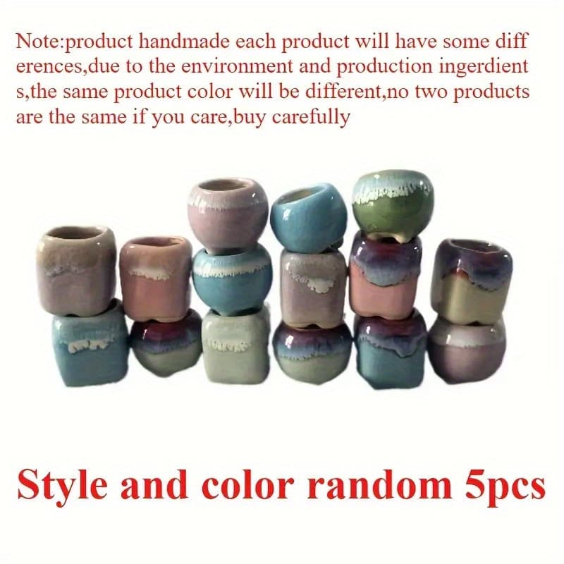 TEMU 1 Set Of 5pcs Random Colors And Shapes Thumb Pots, Cute Little Succulent Plant Pots, Suitable Home Gardening Plants Gardening Gift Home Decor