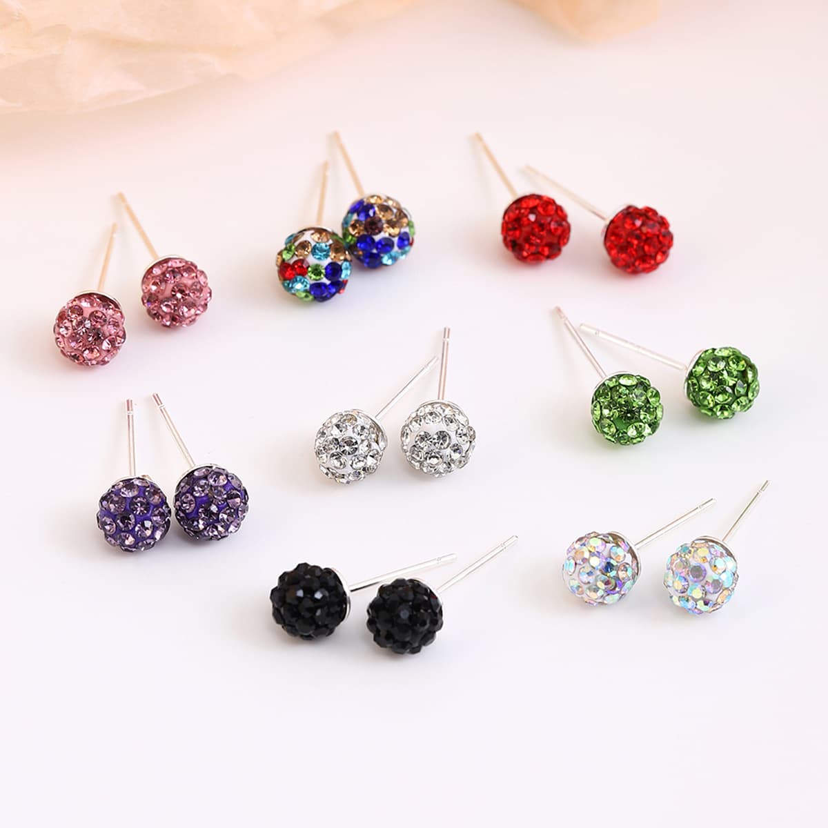 TEMU 8 Pairs Exquisite Sparkling Colorful Stud Earrings, Easy And Compact Earrings For Women, Hypoallergenic, Suitable For Any Occasions To Wear, Beautiful Earrings For , Christmas Earrings