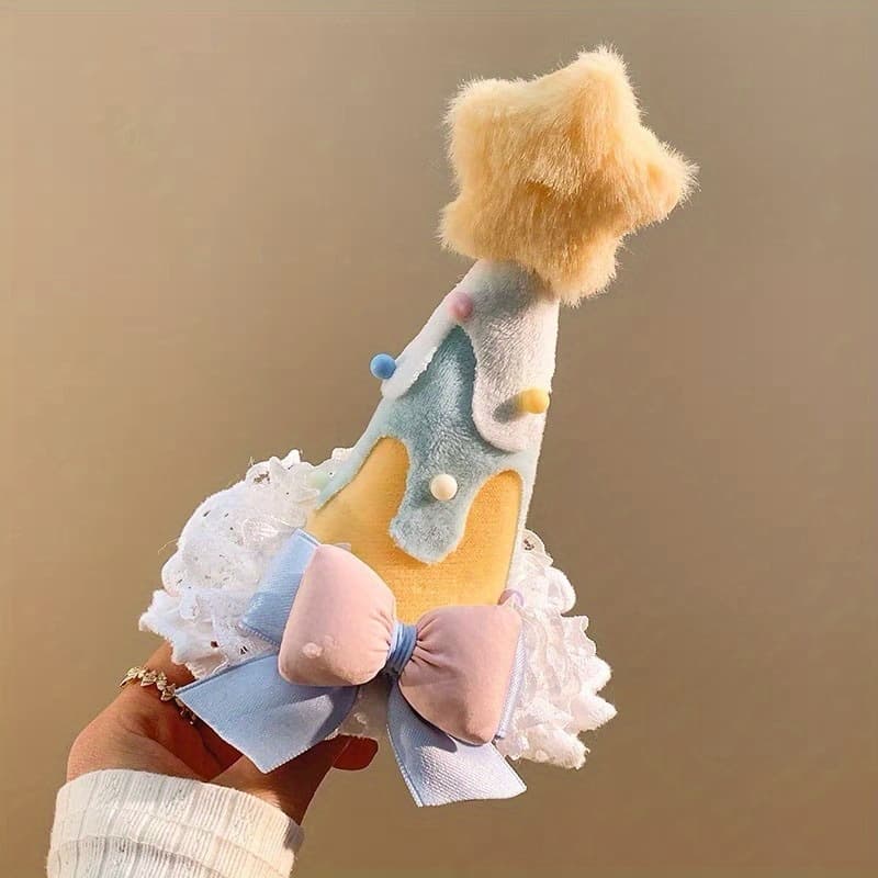 TEMU ! S' Yellow Star Birthday Hair Clip - Cute Photo Prop Headband With Soft Pastel Stars & Ribbons For Parties, Gifts, Special Occasions