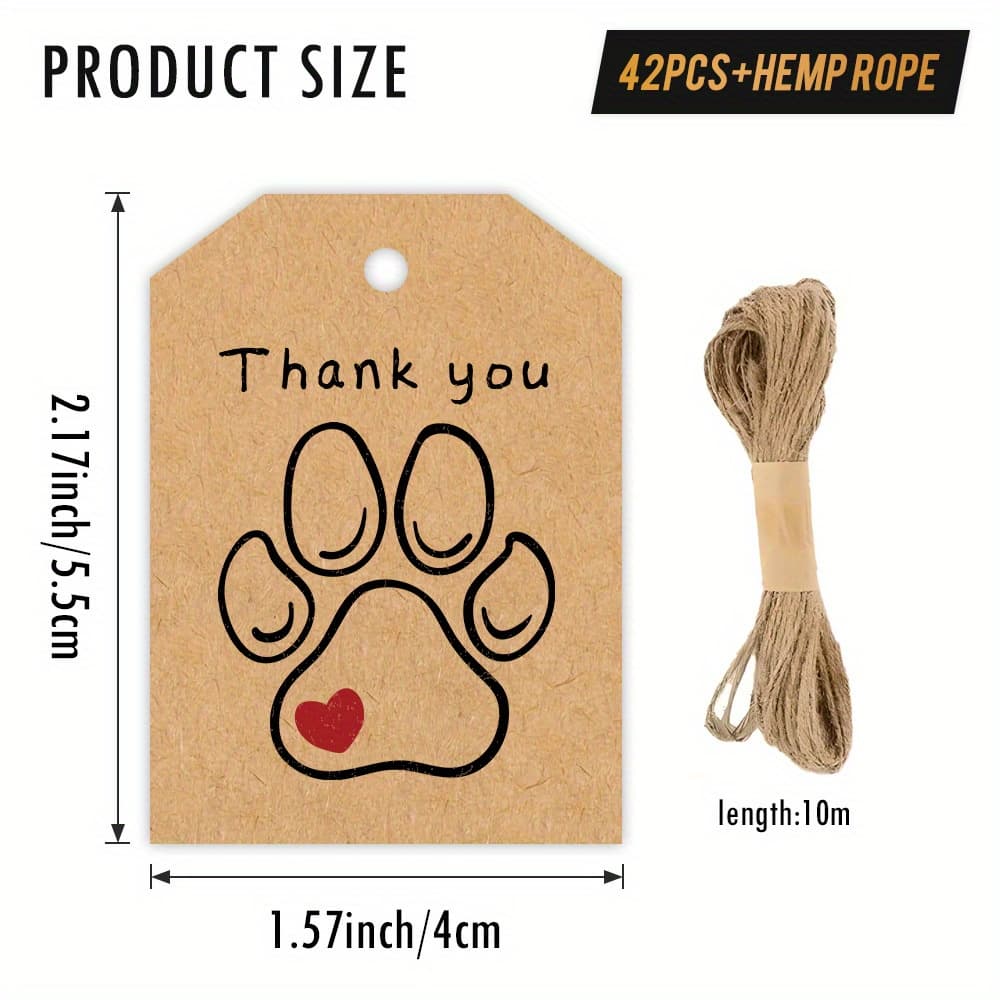 TEMU 42pcs Thank You Paper Labels, With Hemp Rope. Print Pattern. The Overall Warm And Cute, Suitable For Gift Gratitude, Decoration, Businesses, Etc. Warm Gratitude.