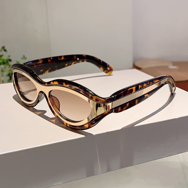 TEMU Y2k Street Style - Lightweight Polyester Frame And Lenses, Turtle Shell Pattern Decoration Fashionable Glasses, With Protective Function, Suitable For Casual Wear