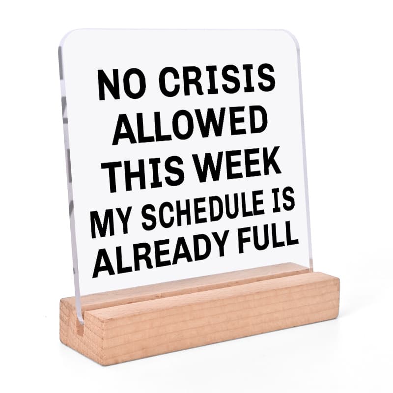 TEMU 1pc Humorous Acrylic Desk Sign With Wood Base, 4x4 Inches - Inspirational No Allowed Quote Display - Ideal Universal Gift For Home, Office, , And Colleagues