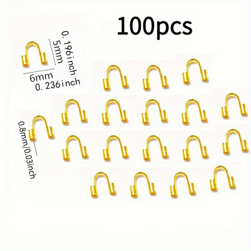 TEMU 100pcs Stainless Steel U-shaped Wire Wrapping Clamps For Handmade Bracelets, Necklaces, Anklet, And Earrings Art Craft Additions
