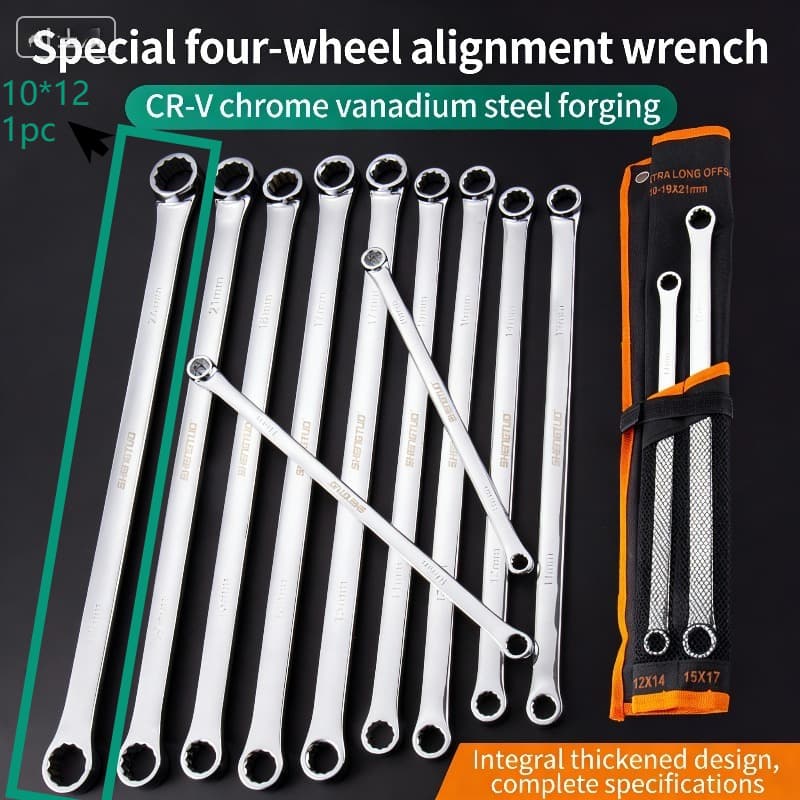 TEMU Double-head Aviation Wrench For Alignment, Extra-long Flat Handle Tilt Angle Adjustment Tool, Heavy-duty Suspension Rod Wrench For Suspension Maintenance