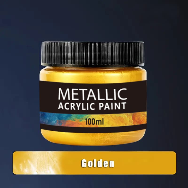 TEMU Glittering Metal Acrylic Paint | In Golden And Silvery, , Suitable For Handicrafts, Color-changing, Glass, Stone, Wood, Canvas, Ceramics, Art Projects, Beginner Artists - Pigment