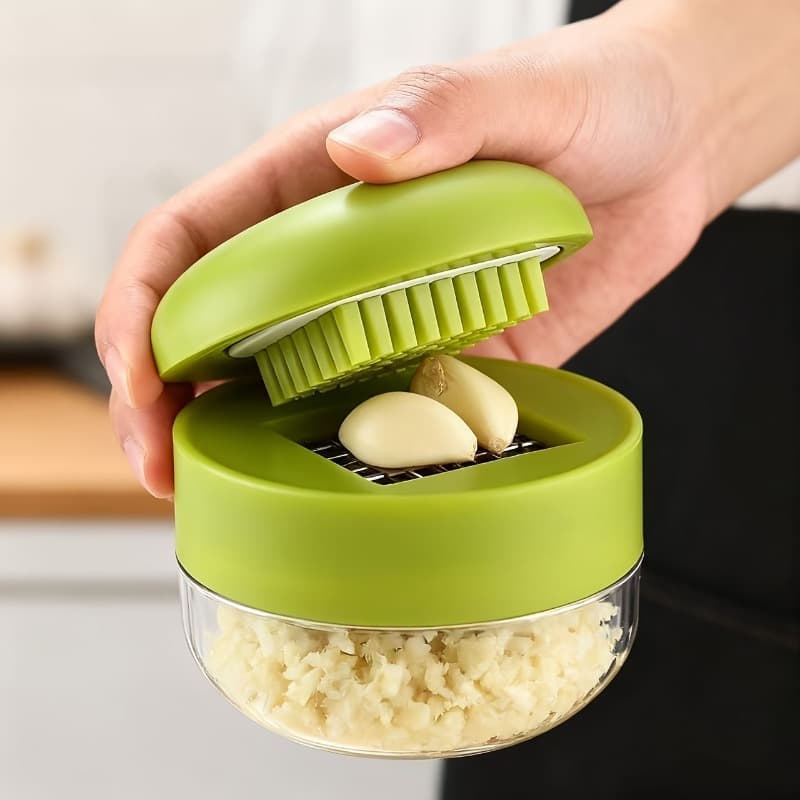 TEMU 1pc Handheld Garlic Press Home Garlic Masher And Crusher 2-in-1 Garlic Tool With Easy-clean Chopping Board Thickened Durable Plastic Dishwasher Safe Holiday Gift Kitchen Essential