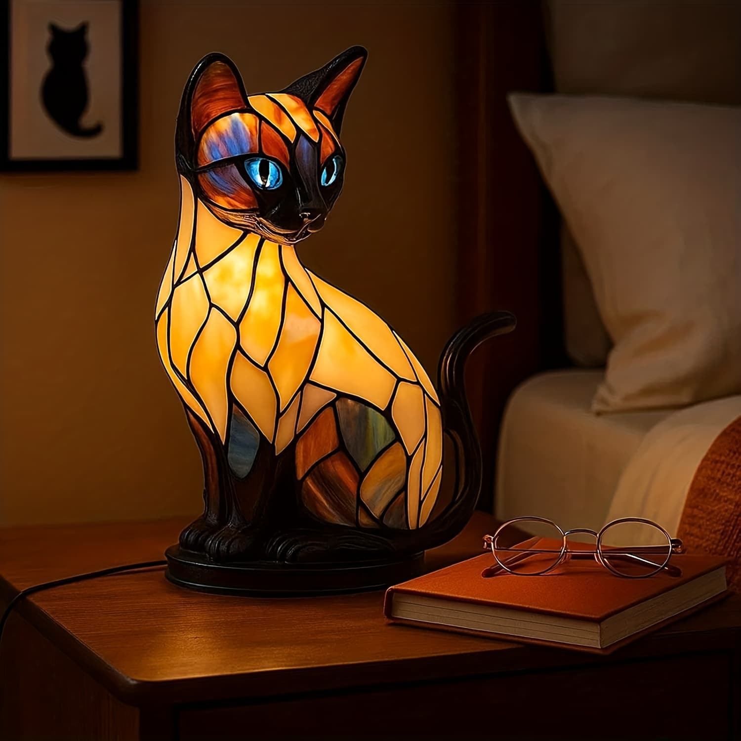 TEMU 1pc Usb- Cute 3d Kitten Night Light - Colorful Cat Lamp Suitable For / Use, Low-voltage Resin Bedside Desk, Fun Gift For Cat Owners & Christmas Decoration