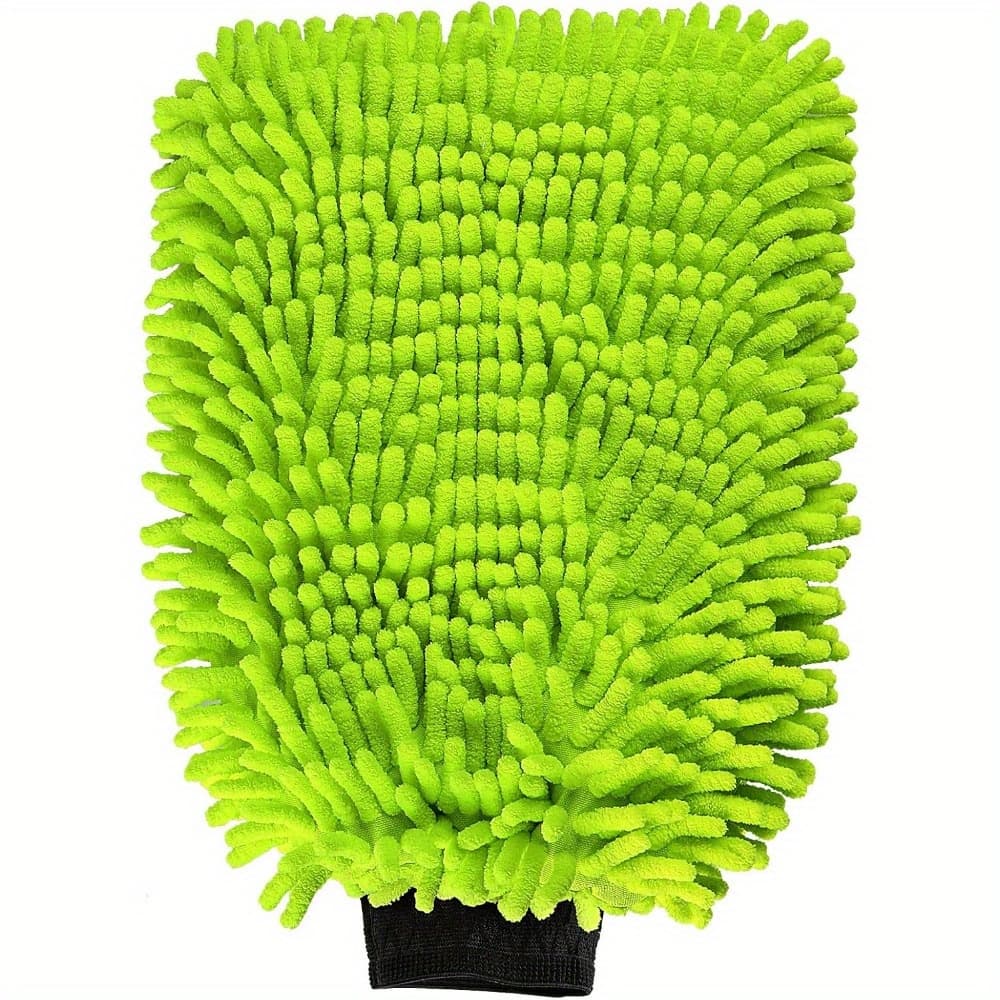 TEMU Car Wash Microfiber, 1pc-scratch And , Premium Chenille Microfiber Wash Mitt Car Wash Brush-green