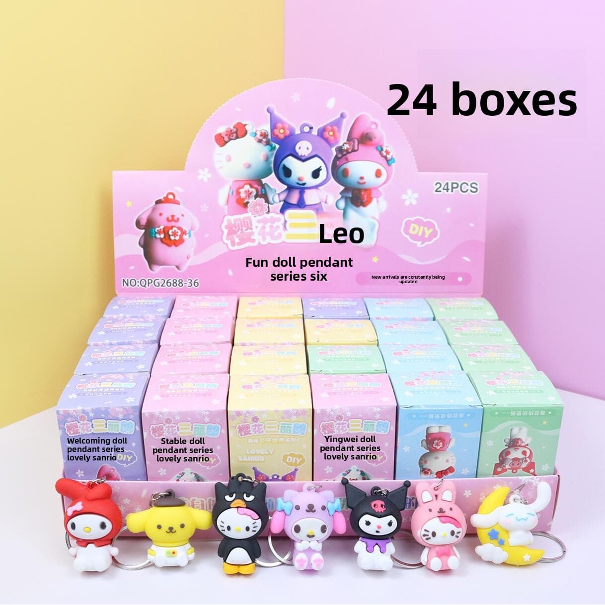 TEMU For Officially Licensed- 24-pack For Blind Box Collection- Claw Machine Pvc Keychain Figurines Mixed Color Gift Set, Suitable For Desktop Decoration, , Car Decoration