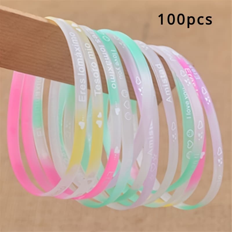 TEMU Gift For Her/him 100pcs Luminous Bracelets, Glowing English Alphabet Bracelets, Party Additions, Gifts