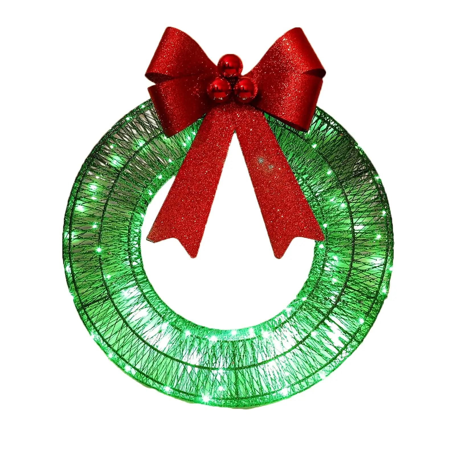 TEMU Led Christmas Wreath With Lights And Bow, Battery Operated Glowing Wreath For Front Door, Wall, Window Indoor Outdoor Christmas Party Decor