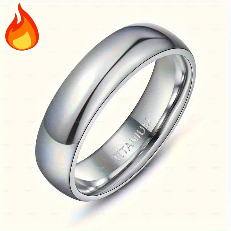 TEMU 1pc New 6mm Durable Titanium Steel Ring For Men And Women - Single , Ideal Gift For Her/ He