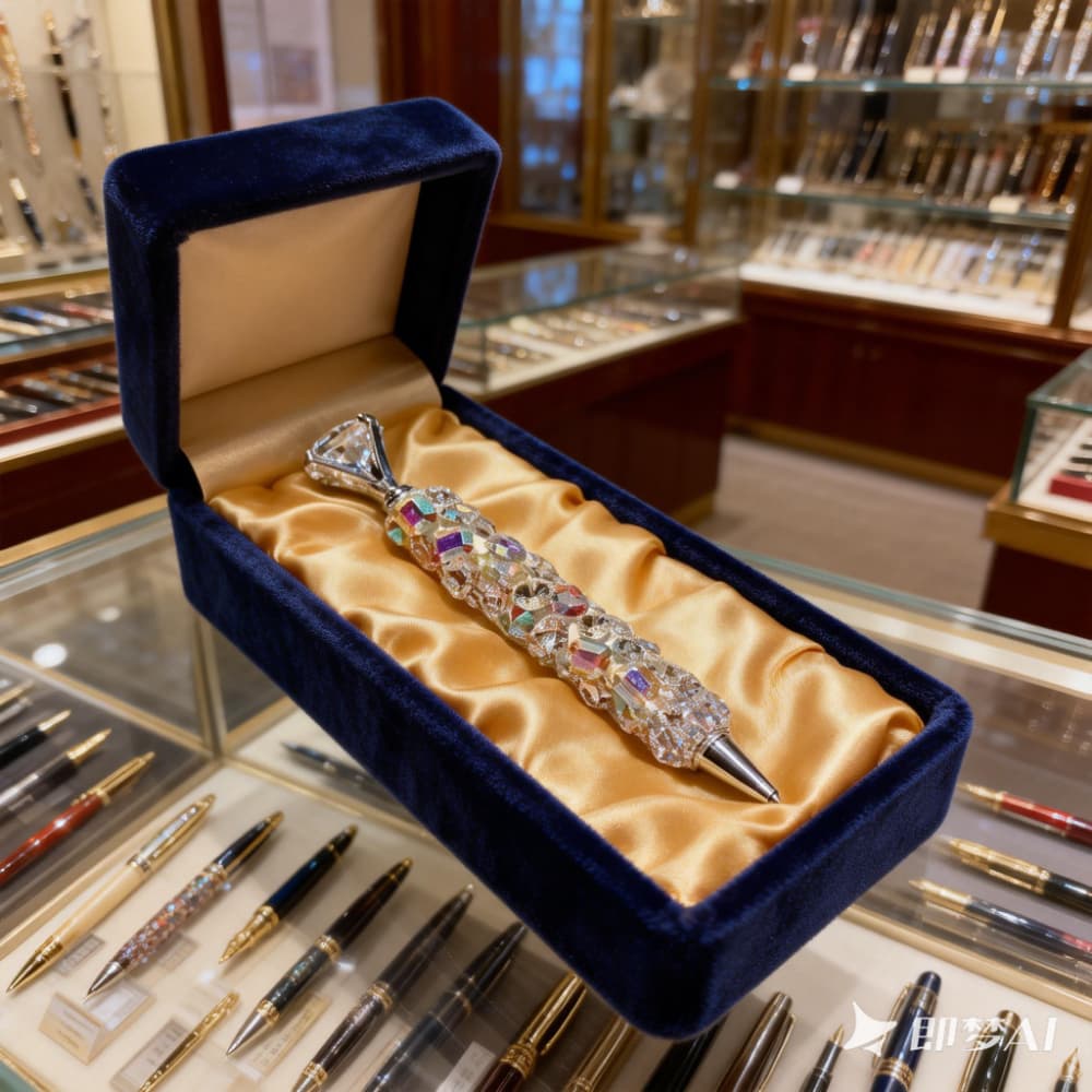 TEMU Luxury Korean Ballpoint Pen With & Name/ - Elegant Crystal-accented Writing Instrument, Plastic Pen For Business Gifts, Corporate Events, Weddings, Promotions - Korean Pen