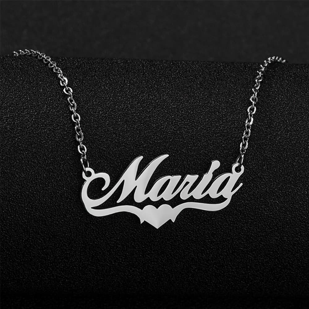 TEMU Custom Stainless Steel Name Necklace With Multi- Detail - Personalized Women's Jewelry, Elegant , Perfect For Daily Wear, Gift For Her | Elegant Nameplate | Durable Chain Link