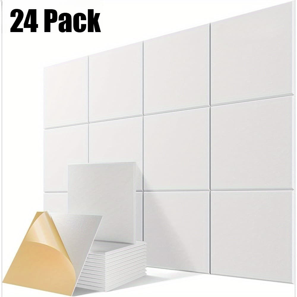 TEMU 24 Pack Self-adhesive Acoustic Panels, 12" X 12" X 0.4" High-density Sound Proof Foam Panels For Walls, Soundproof Wall Panels For