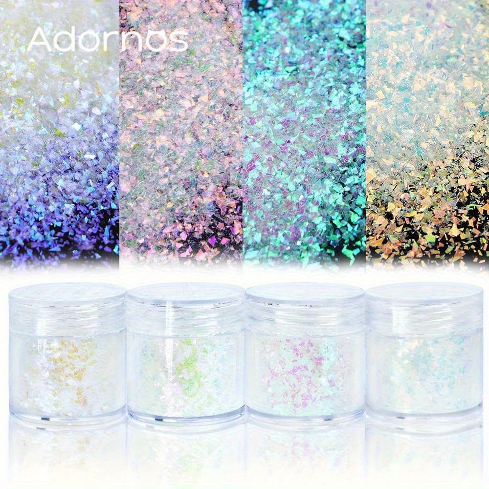 TEMU Aurora Glitter Powder Resin Decoration, 4 Bottles Irregular Sequin Epoxy Resin Mold Additions, No Power Supply Needed