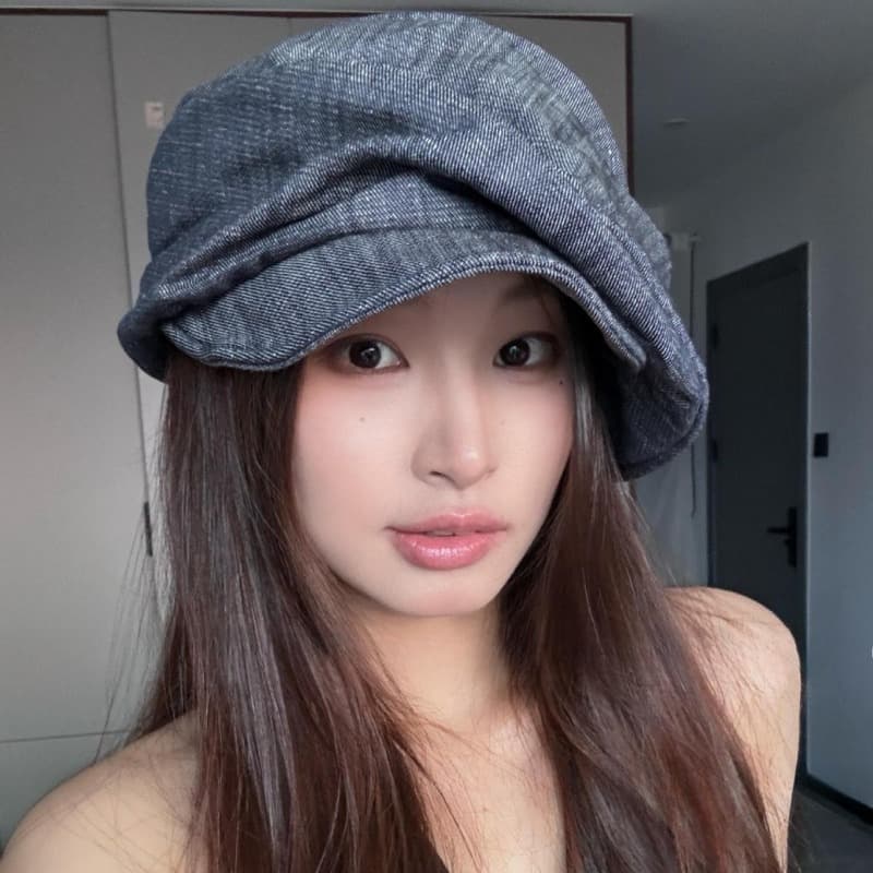 TEMU 1pc Japanese Anime-inspired Oversized Women's Beret Hat - Large Head Size (up To Big ), Vintage French Painter With Japanese Texture, Breathable Octagonal Frame For Weddings, & Daily Wear (hand