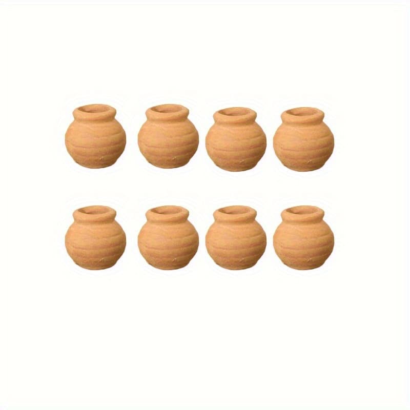 TEMU Set Of 8 Tiny Thumb-sized Pots For Propagating Succulent Leaves, Made Of Porcelain. Round Ceramic Planters A Sense Of Nostalgia, Perfect For A Kitchen Setting