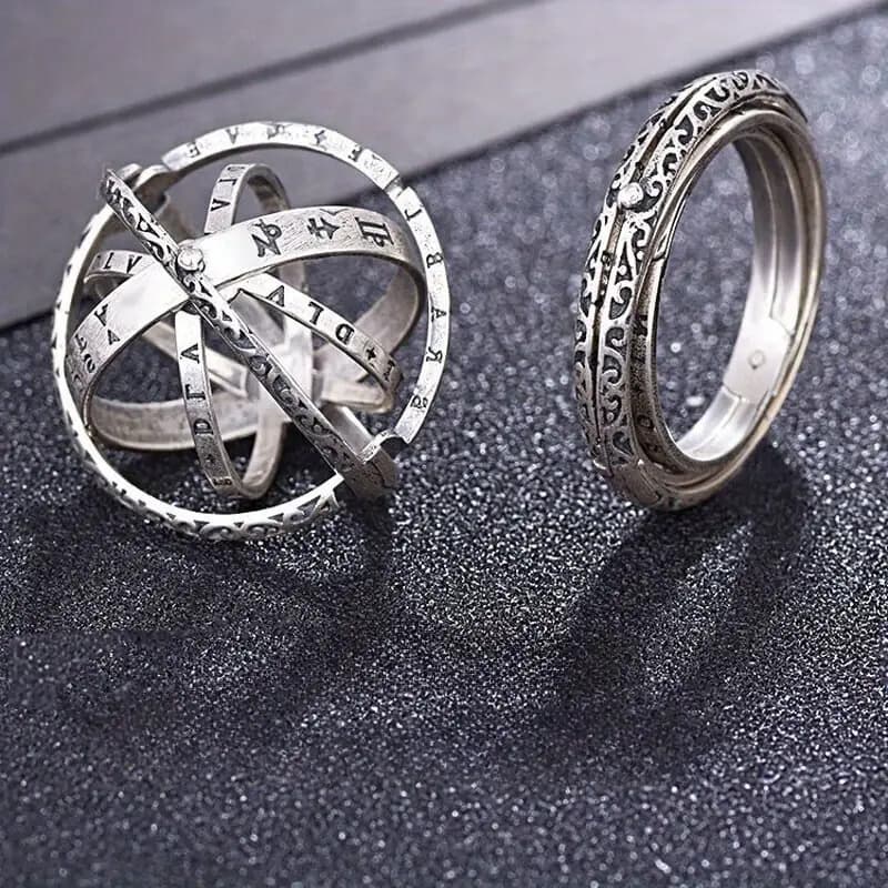 TEMU Men's And Women's Astronomical Ball Pendant Ring - Elegant Copper Statement Jewelry With Celestial , Birthstone Gift For Valentine's Day
