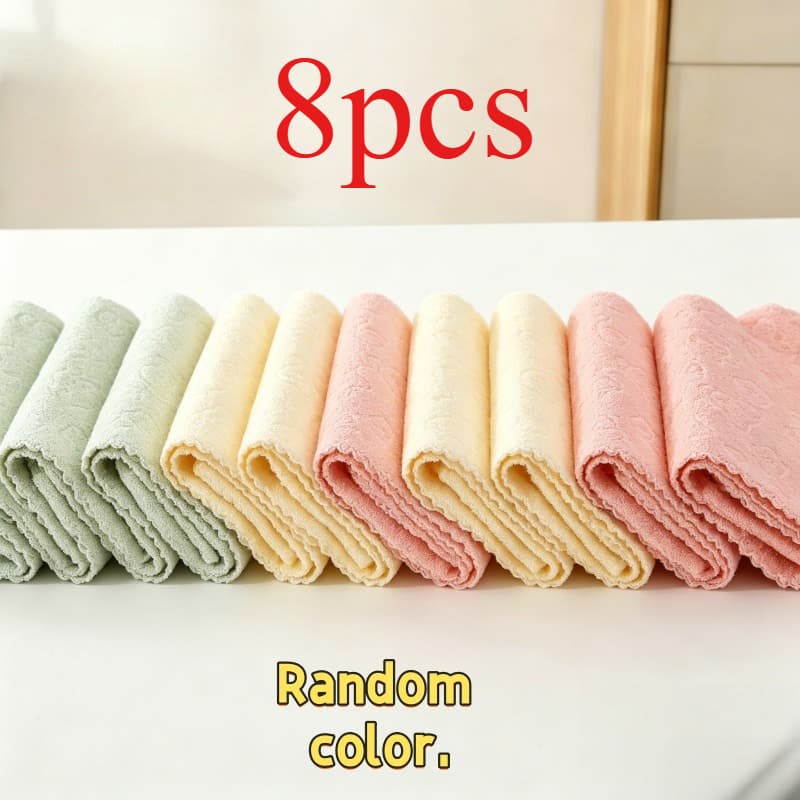 TEMU Random 8pcs Cute Multicolor Washable Cleaning Cloths - Reusable Quick-dry Microfiber Towels For Kitchen, Bathroom, Glass And ; Household And Commercial Cleaning Wipes, Suitable For Dishes