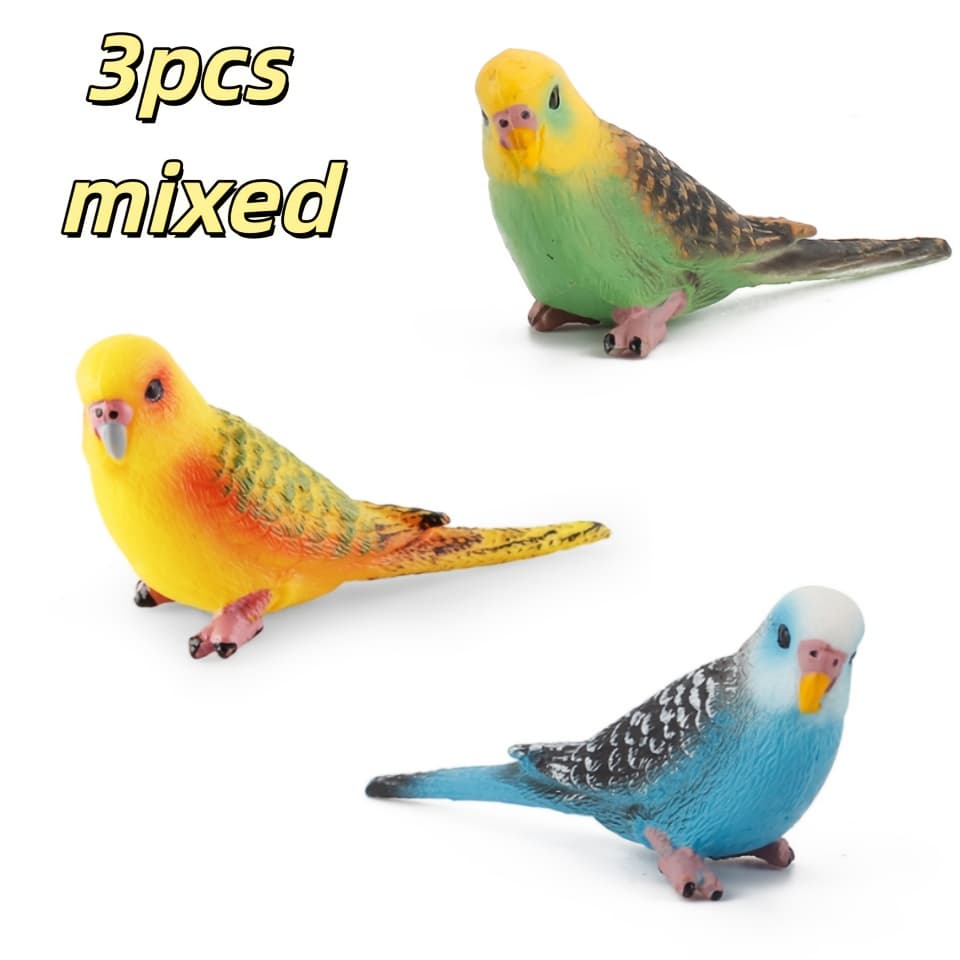 TEMU This 3pcs Set Of Hand-painted Miniature Parrot And Black Phoenix Statues Features Bright, That Catch . With .