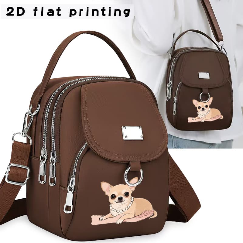 TEMU 1pc Chihuahua Print Lightweight Messenger Bag Suitable For &, /grey/ Crossbody Handbag With , Zipper Closure, Casual Shoulder Bag For Commuting,, Travel, Daily Use, 2d Flat
