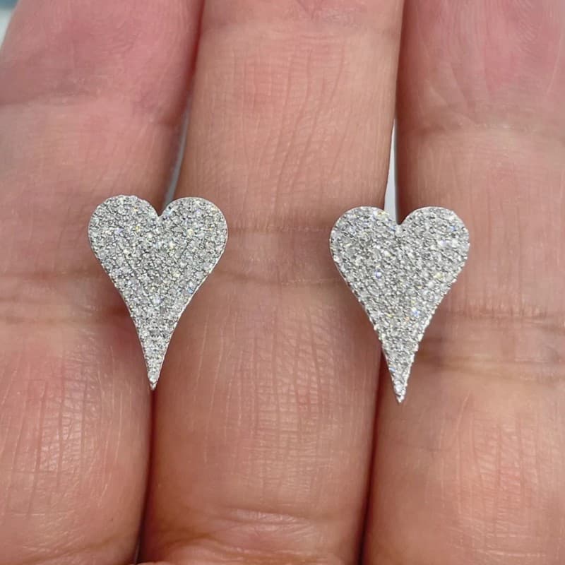 TEMU Heart Earrings Elongated Heart Stud Earrings Bride Wedding Party Birthday Anniversary Gift Jewelry Accessories, For Teenager