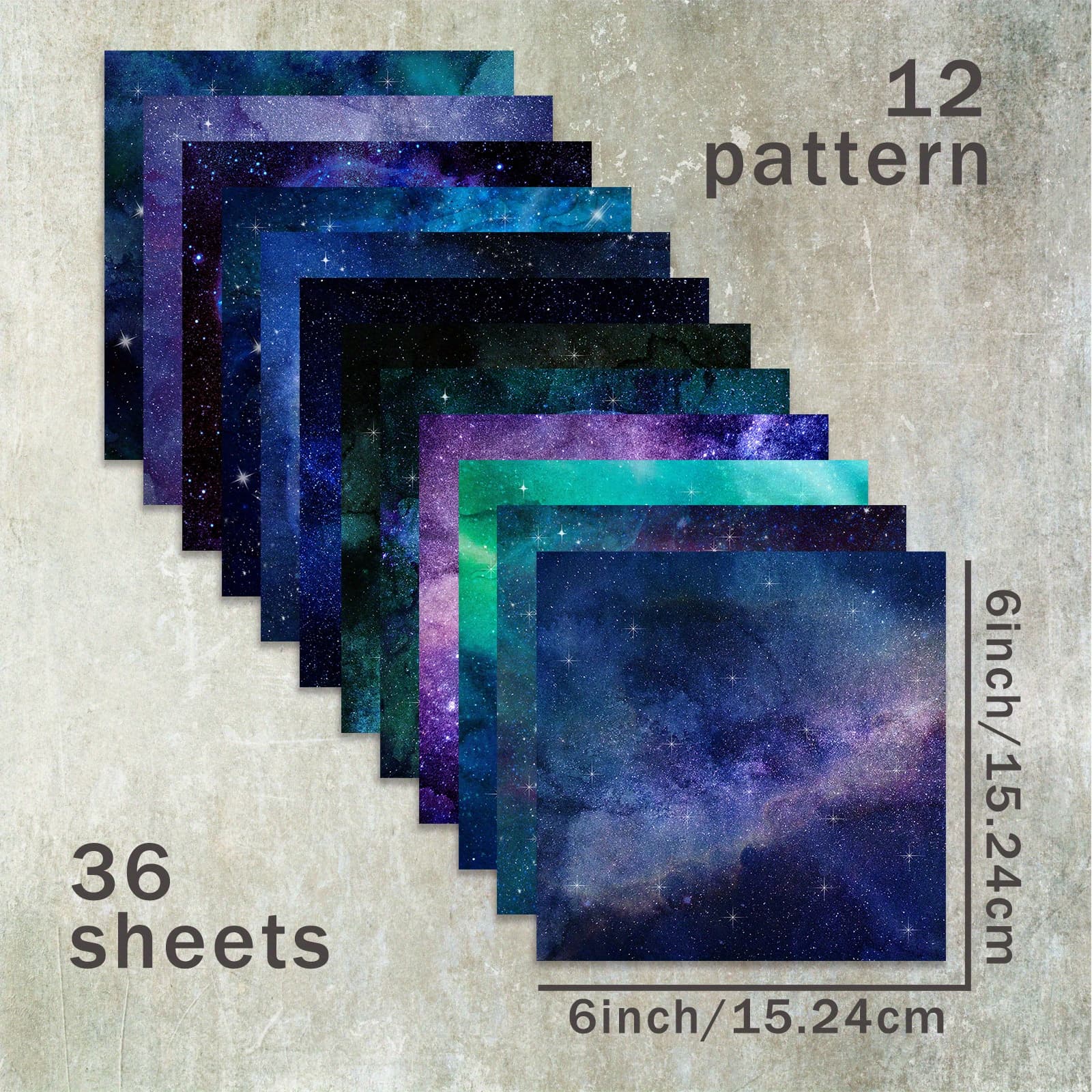 TEMU 36 Sheets 6inch (night Sky Starlight Background) Paper, Suitable For Bullet Journal Junk Journal Greeting Cards And Crafts