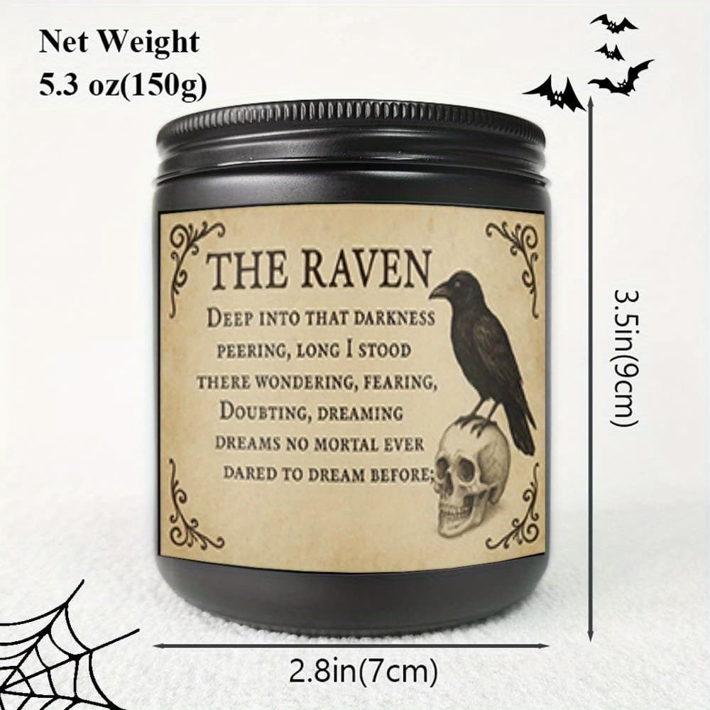 TEMU 1pc Lavender Scented Candle The Inspired Gothic Halloween Decor Poe Aesthetic Gift For Women Men Husband Wife Friend Mom Dad Fall Holiday Present Spooky Crow Vintage Horror Literature Ornament