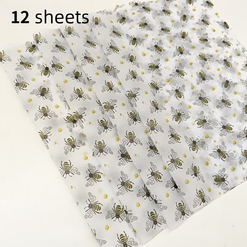 TEMU 12 Sheets Of Large Bee-patterned Tissue Paper, 20x14 Inches, Suitable For Spring/summer, Weddings, Valentine's Day, Birthday Gift Wrapping, Bouquet Wrapping, Gift Bag Fillers, And Party Favors