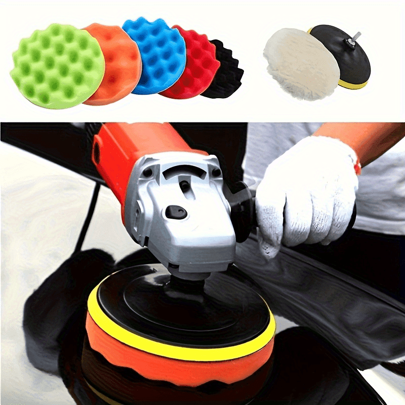 TEMU 3/4/ 5inch Car Polishing Discs 8pcs/set Self-adhesive Polishing Wax Polishing Sponge Plush Wheel Polishing Pad Car Polisher Drill Adapter