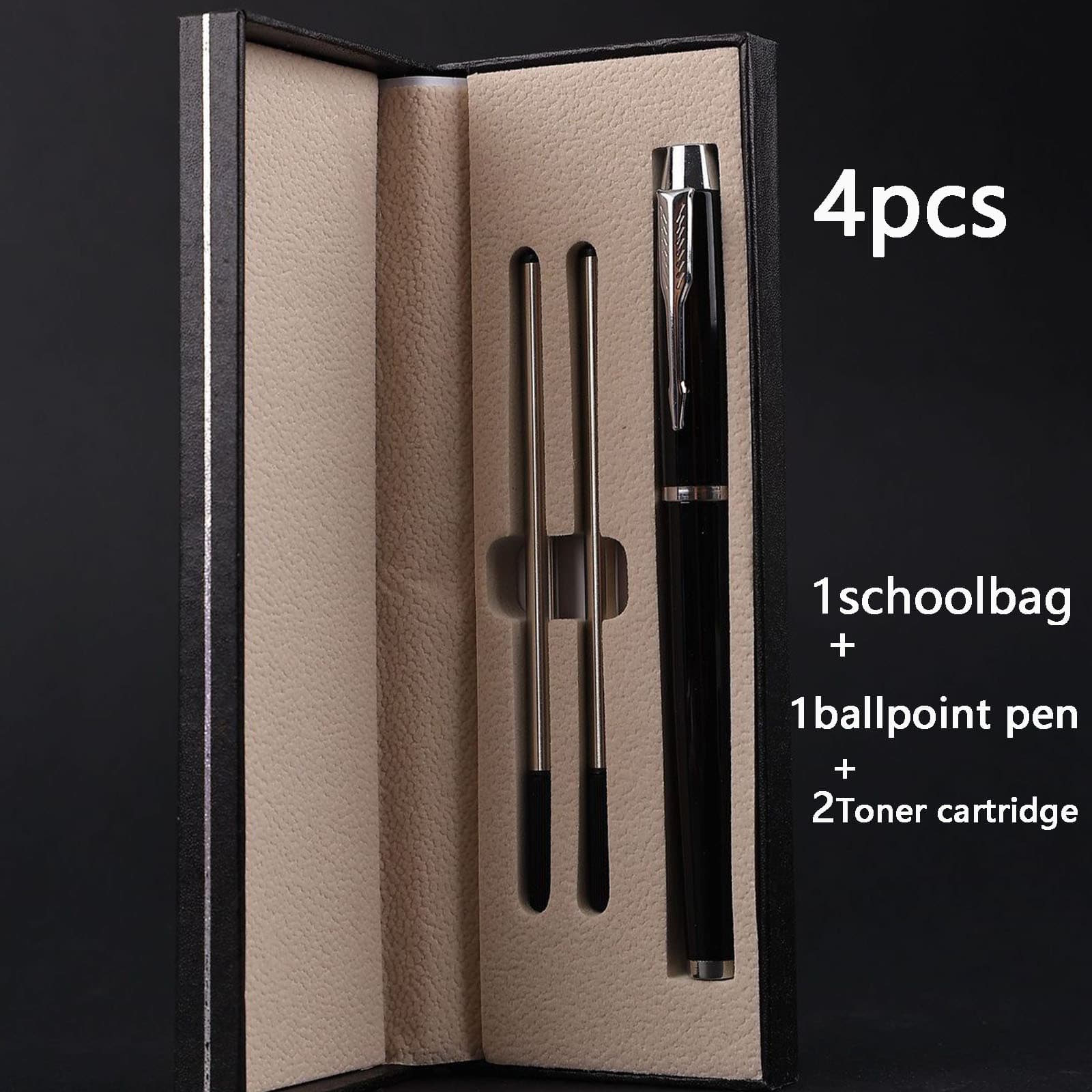 TEMU 4pcs Ballpoint Pen Set, 1 Pen+ 1 Pen Case+ 2 Pen Refills, A High-end Ballpoint Pen Gift For , Luxurious Black Ballpoint Pen In Office Environment.