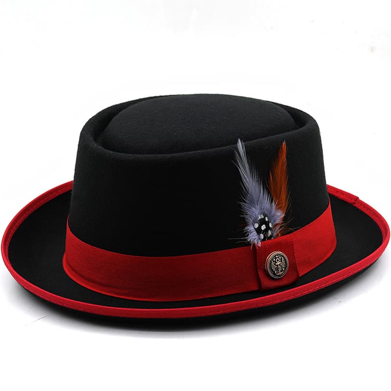 TEMU 1 Vintage Gentleman' Luxury Decorative Top Hat, Made Of Fabric, Decorated With Feather Badges And Ribbons, A Vintage Dinner Accessory, A Holiday Gift
