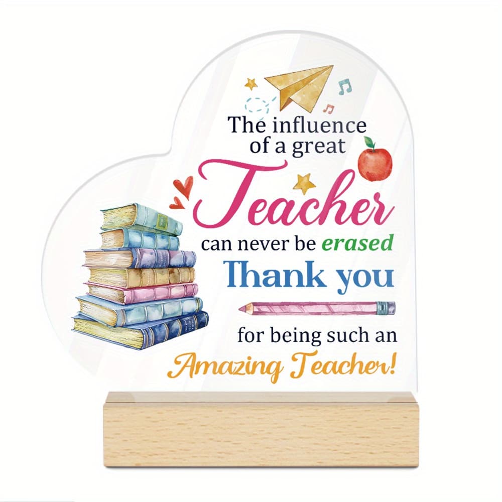 TEMU 2d Flat - A 2d Flat Decoration Featuring A Heart-shaped Acrylic Plaque For Teachers, Expressing Gratitude With An Message For 'magical Teachers'