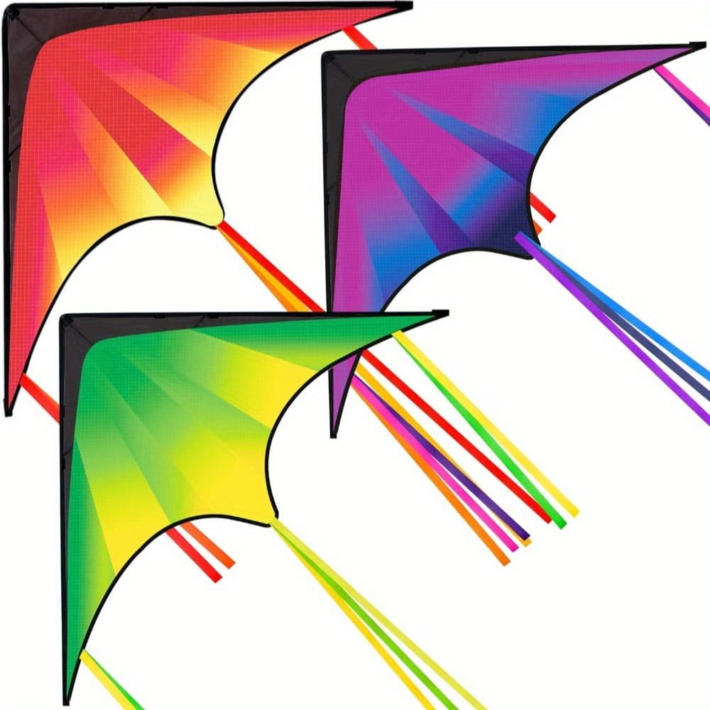 TEMU Syncfun Large Kite Red, Green And Purple, Huge For Kids And Adults With 262.5ft String, Large Beach Kite For Outdoor Games And Activities