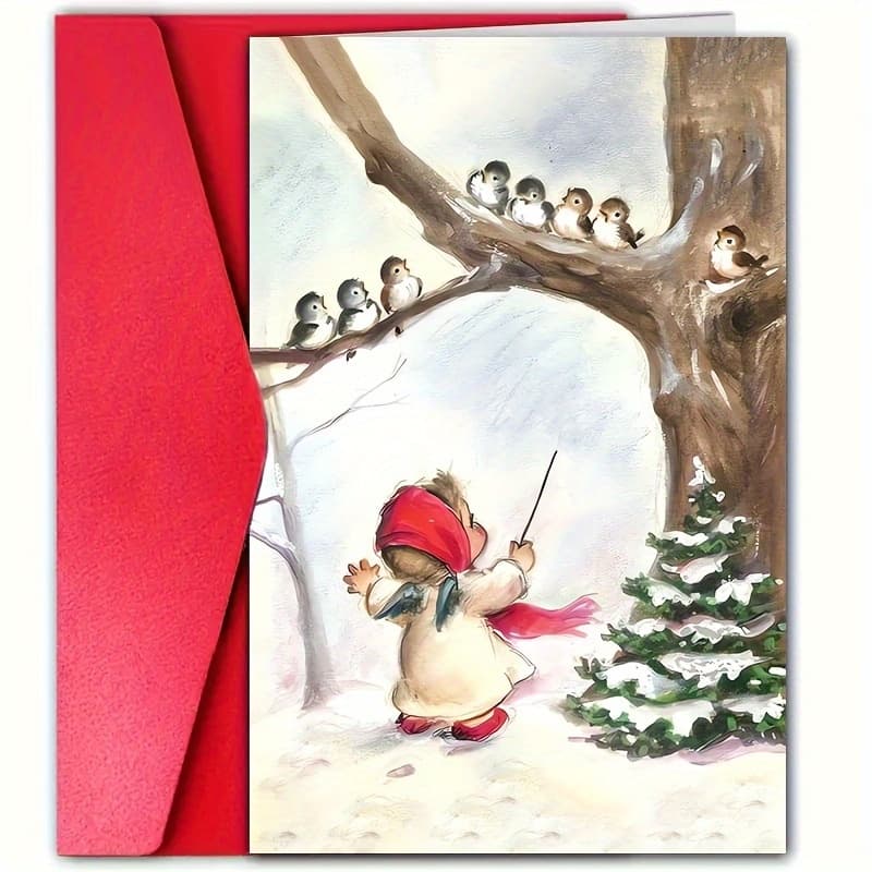 TEMU Retro Christmas Greeting Card With An Envelope Measuring 4.7 Inches By 7 Inches - Great For Family, , And Coworkers - Perfect For Festive And Christmas Events