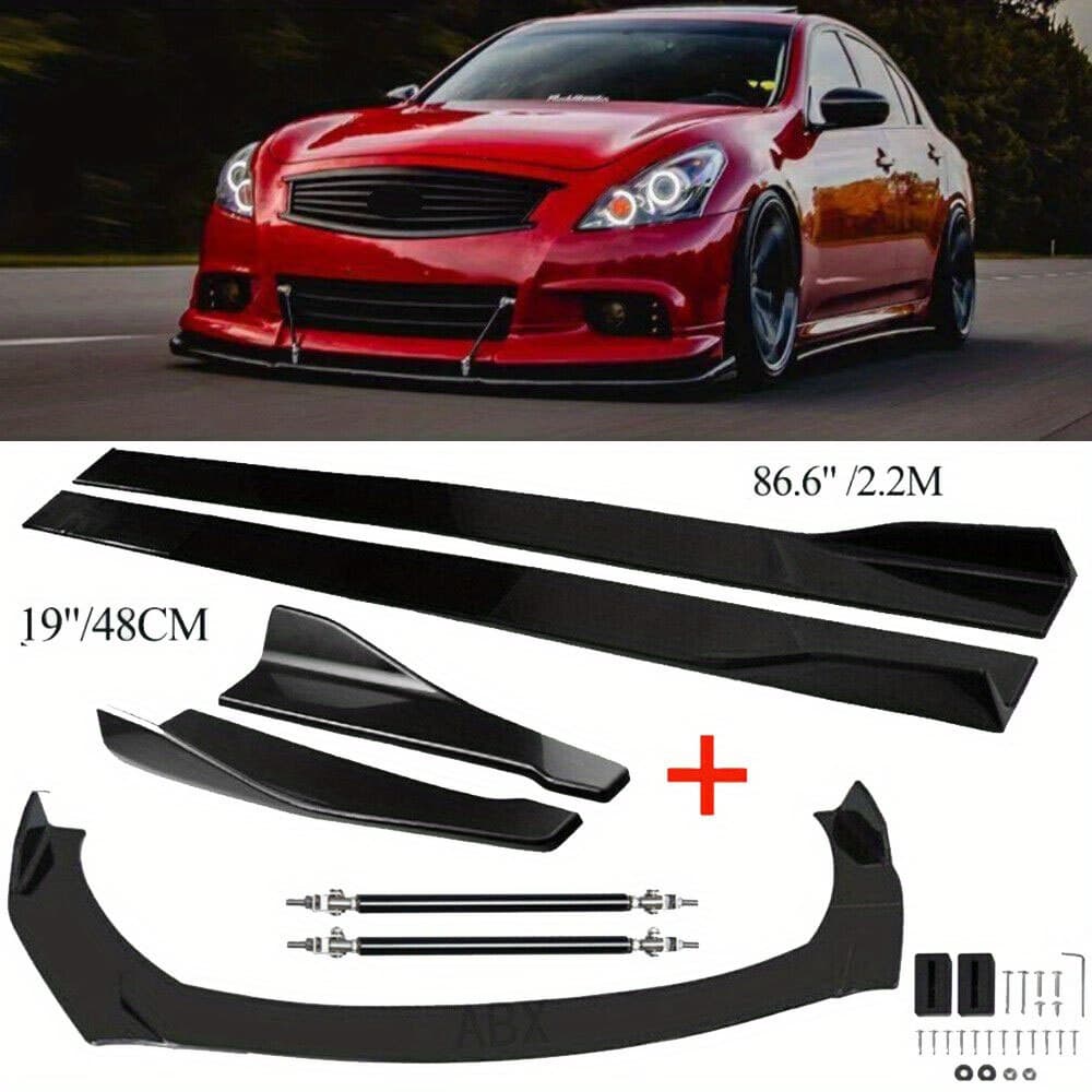 TEMU Front Bumper Lip Spoiler Splitter And Side Skirt Rear Lip For G37 Models From 2001 To 2022, Including Coupe And Sedan , Along With Strut Rods. Compatible With And Le From 1970 To 2022