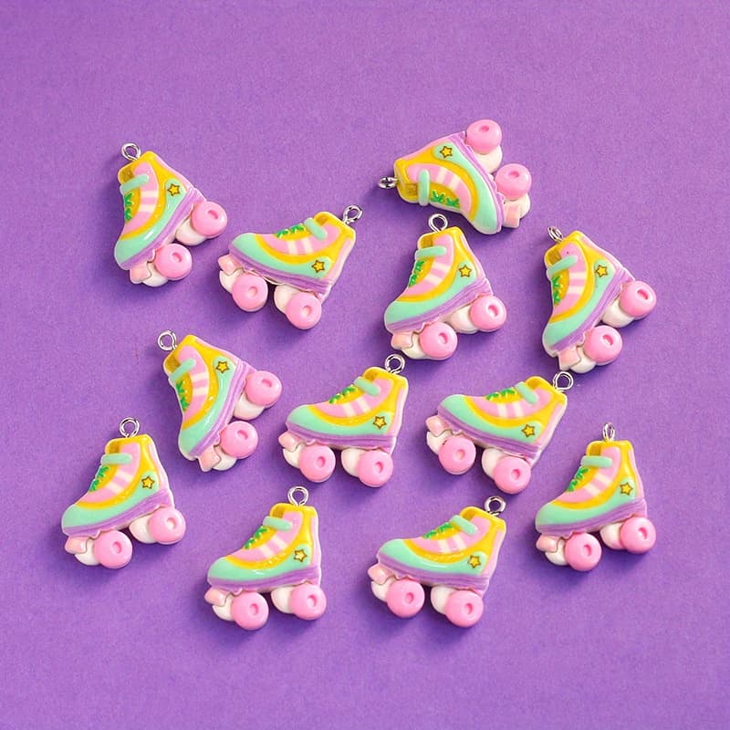 TEMU 10pcs Whimsical Cartoon Shiny Roller Skates Pendant Charms - Cute Resin Jewelry Making, Pendants, Earrings, Necklaces, Ornaments, And Accessories - Vibrant Colors, Durable, And Versatile
