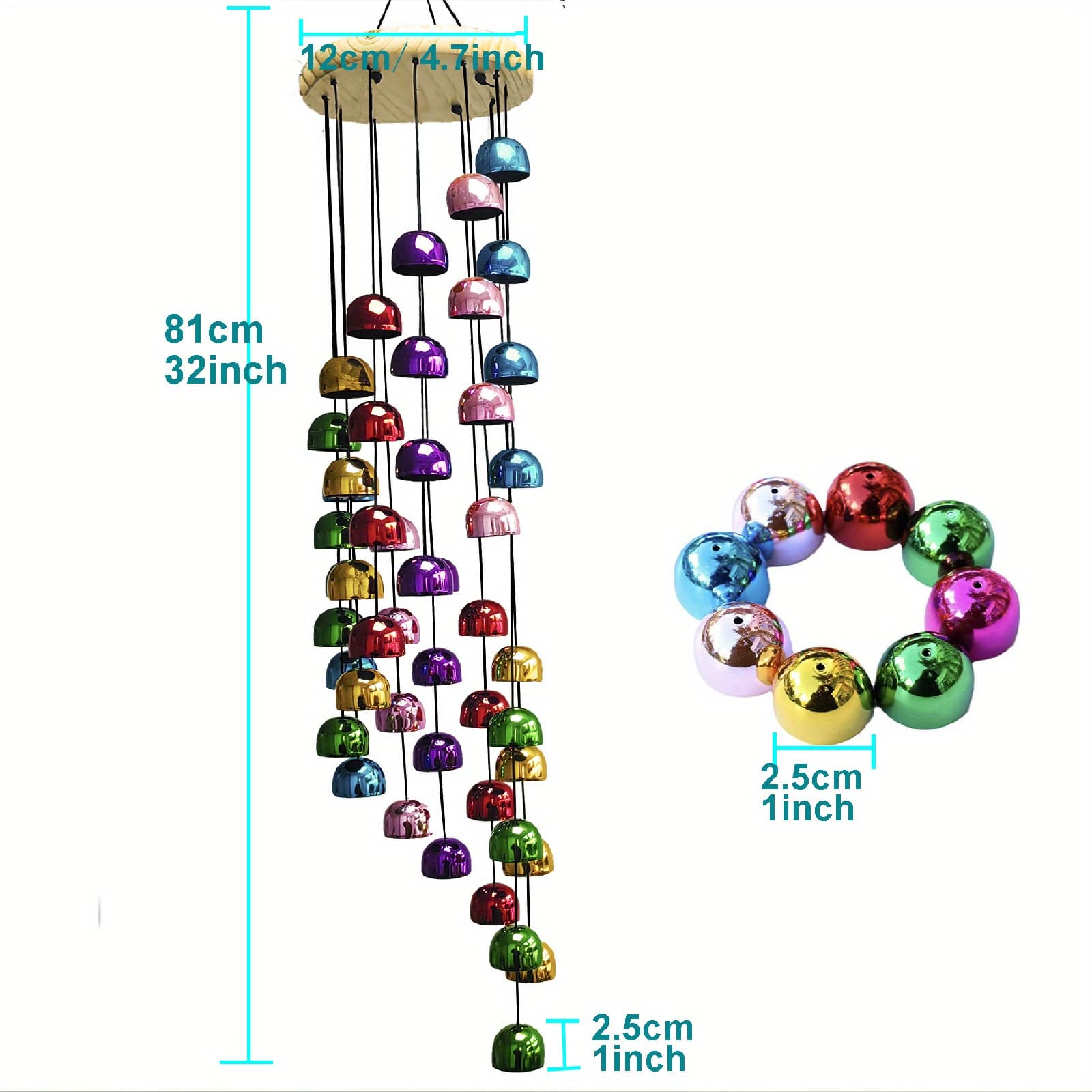 TEMU [exclusive Deal, !] 1pc Metal Copper Wind Chime, Vintage Copper & Solid Wood Combo, 30 Inches, Vibrant 48- - Gift For New Year, Valentine's Day, , And More!